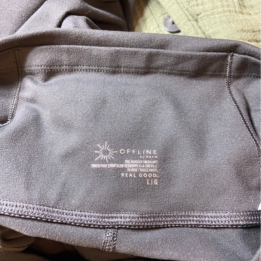 OFFLINE Aerie The Hugger High Waisted Cinch Cuff Pants Grey Leggings Large L - Picture 12 of 12